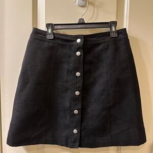Black Button-Front Skirt